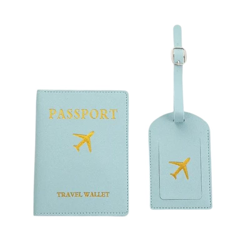 Bleu Ciel Protège Passeport Et Etiquette Valise Univers du Voyage