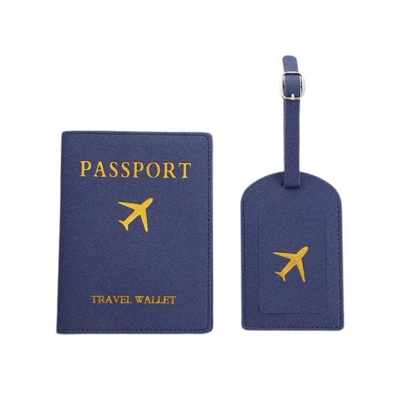 Bleu Protège Passeport Et Etiquette Valise Univers du Voyage