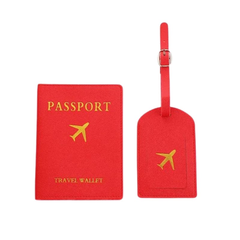 Rouge Protège Passeport Et Etiquette Valise Univers du Voyage