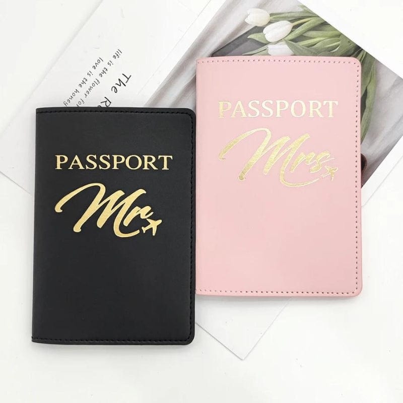 Ensemble Couple Noir et Rose Protège Passeport Monsieur Madame Univers du Voyage