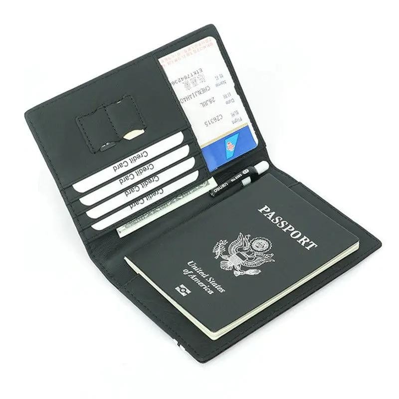 Noir Protège Passeport RFID Univers du Voyage