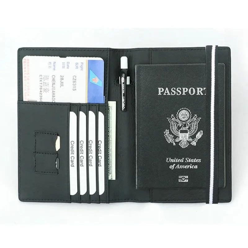 Noir Protège Passeport RFID Univers du Voyage