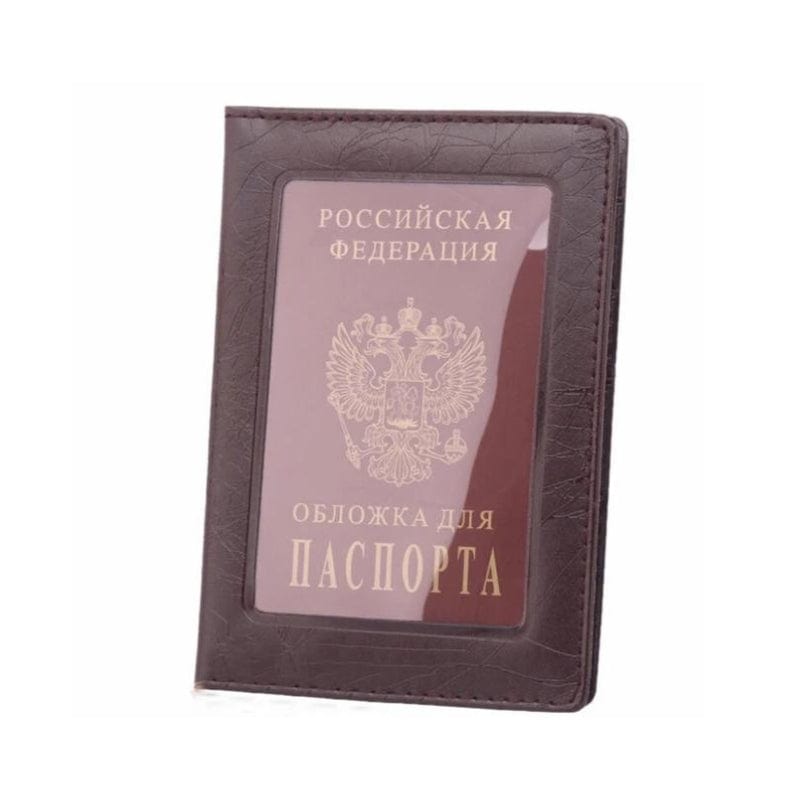 Marron Foncé Protège Passeport Transparent Univers du Voyage