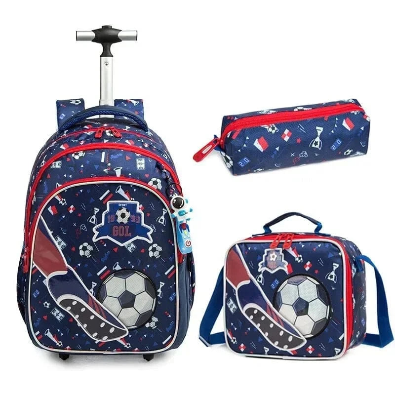 Motif Football 2 Sac à Dos et Roulettes Enfant Univers du Voyage