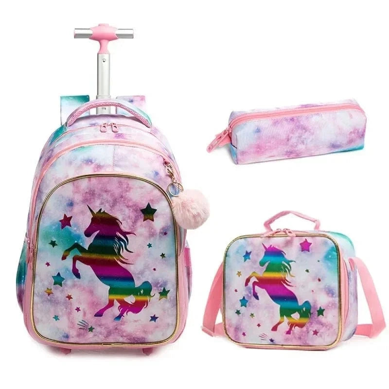 Motif Licorne Sac à Dos et Roulettes Enfant Univers du Voyage