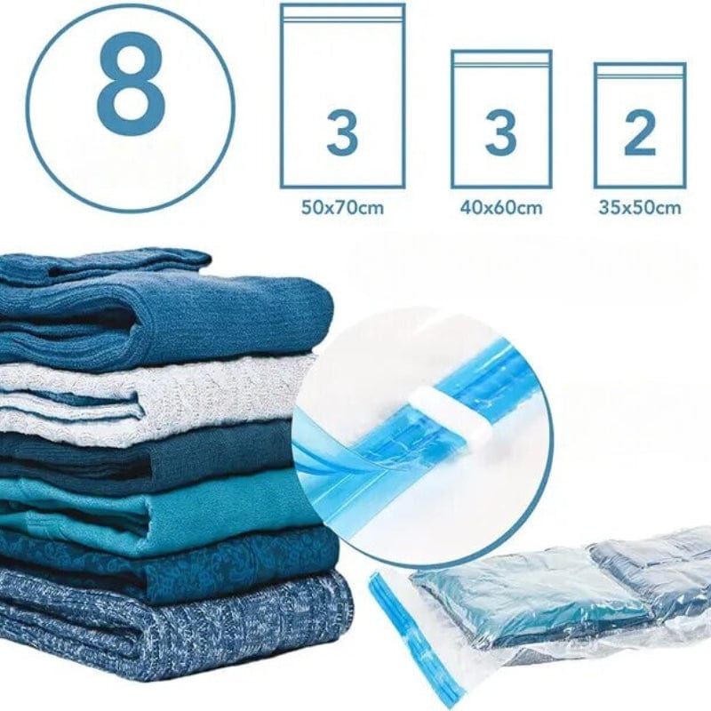 Lot 8 Pièces / 3: 50X70cm / 3: 40X60cm / 2: 35X50cm Sac Compression Voyage Sans Aspirateur Univers du Voyage