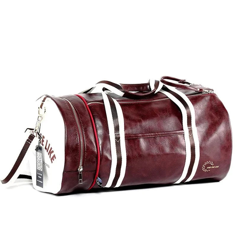 Rouge Sac de Sport PU Homme Vintage Univers du Voyage
