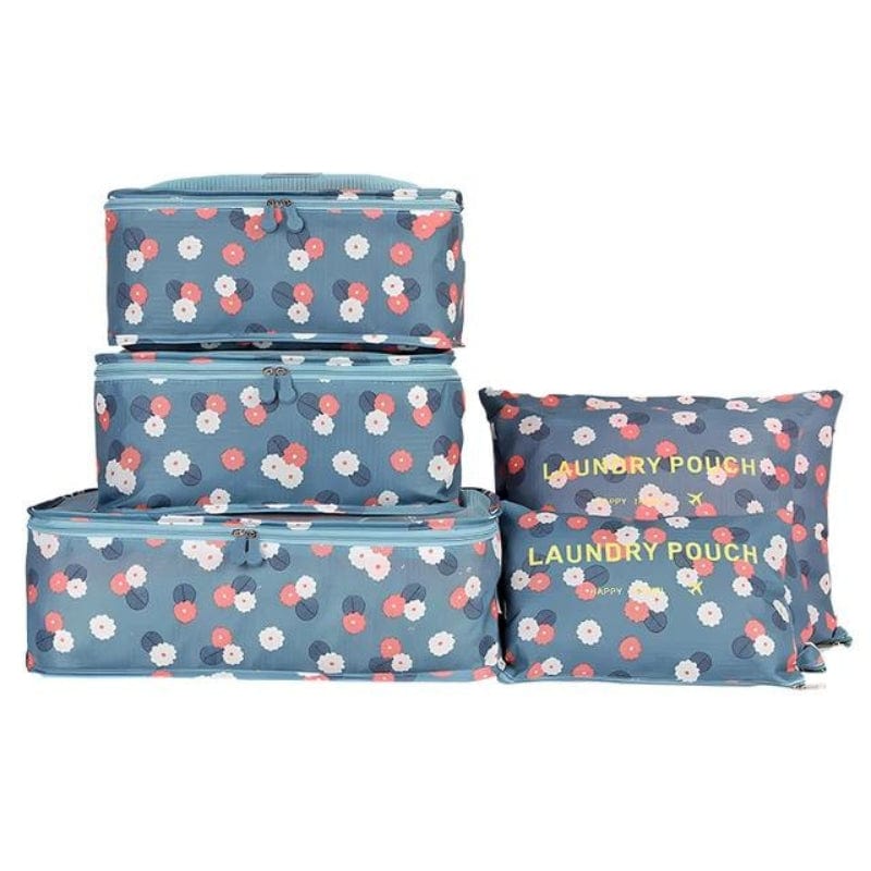 Bleu Motifs à Fleurs Sac Organisateur De Bagage Univers du Voyage
