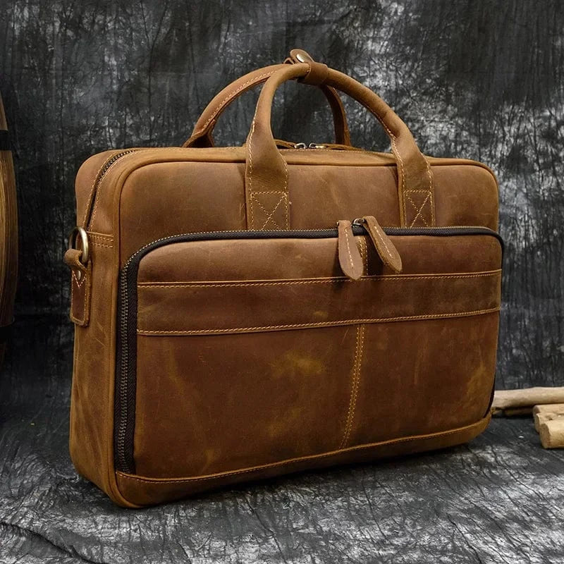 Camel Mat Sacoche Ordi Cuir Homme Univers du Voyage