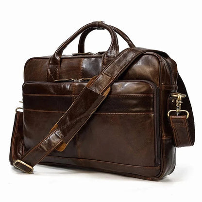 Marron Brillant Sacoche Ordi Cuir Homme Univers du Voyage