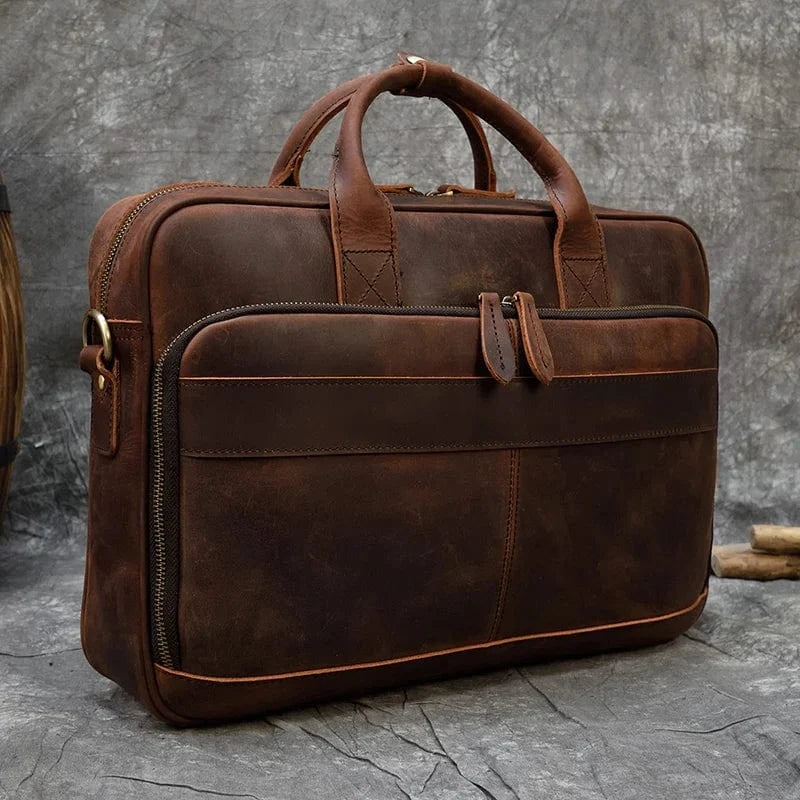Marron Mat Sacoche Ordi Cuir Homme Univers du Voyage