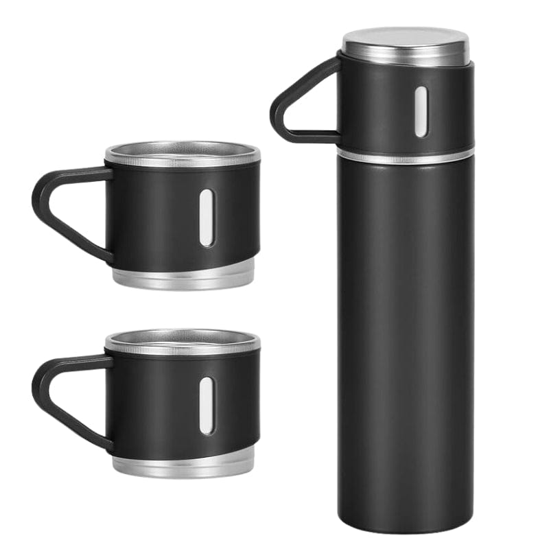 Noir Thermos Avec Tasse Univers du Voyage