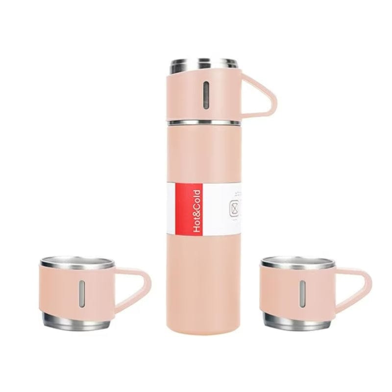 Rose Thermos Avec Tasse Univers du Voyage