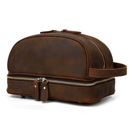 Marron / Modèle 1 Trousse de Toilette Homme en Cuir Vintage Univers du Voyage
