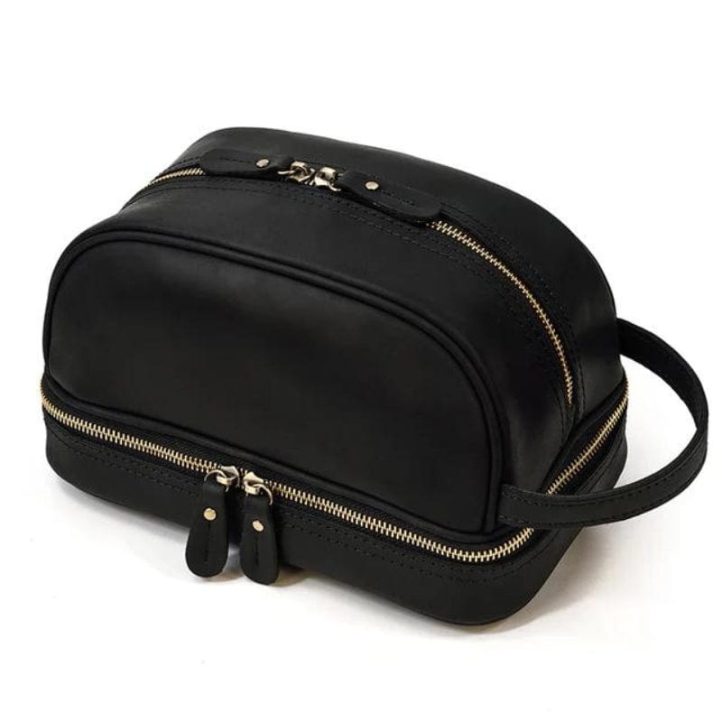 Noir / Modèle 1 Trousse de Toilette Homme en Cuir Vintage Univers du Voyage