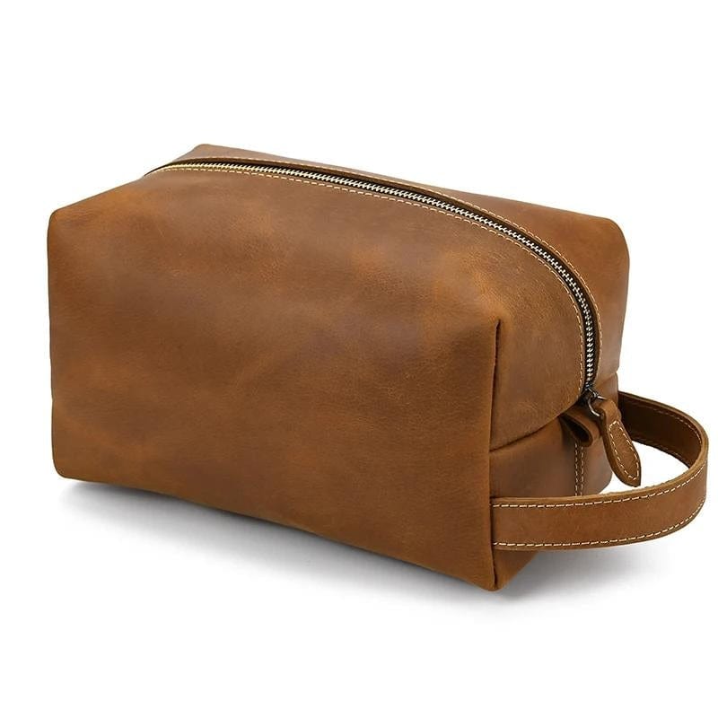 Trousse de Toilette Homme en Cuir Vintage Univers du Voyage