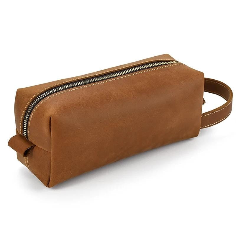 Trousse de Toilette Homme en Cuir Vintage Univers du Voyage