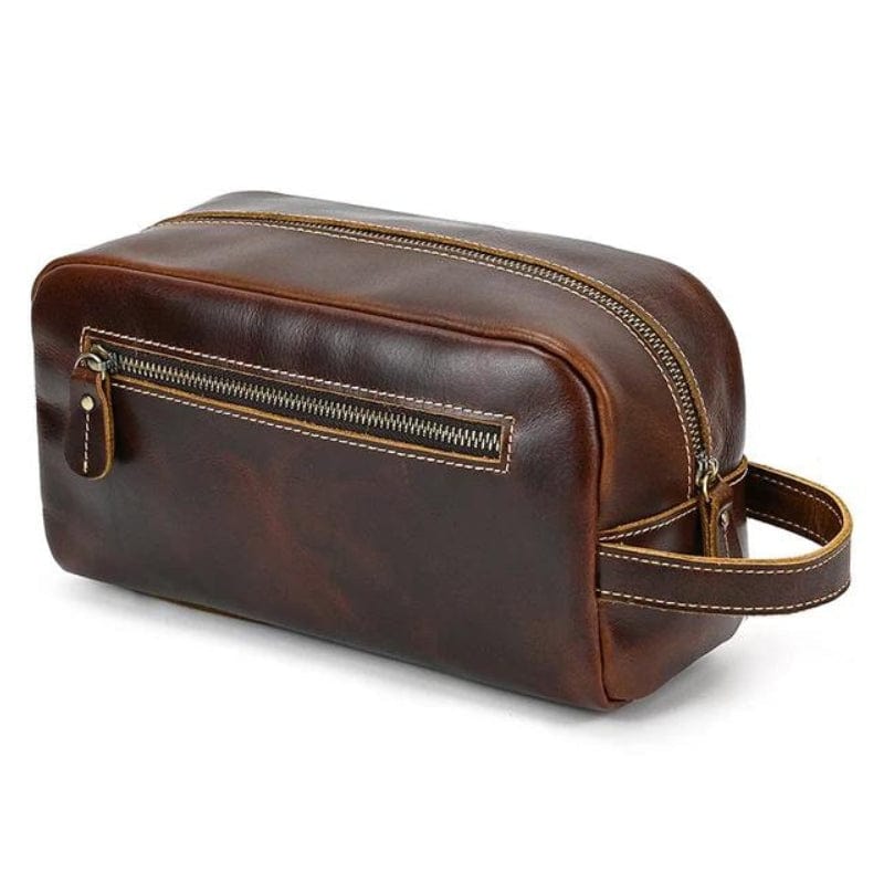 Trousse de Toilette Homme en Cuir Vintage Univers du Voyage
