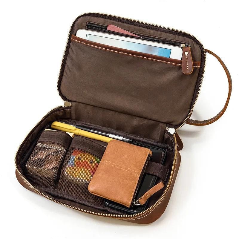 Trousse de Toilette Homme en Cuir Vintage Univers du Voyage
