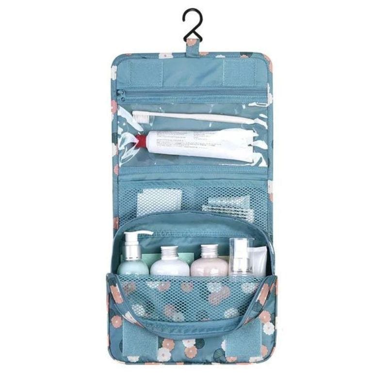 Bleu Ciel Motif à Fleurs Trousse de Toilette Originale Femme Univers du Voyage