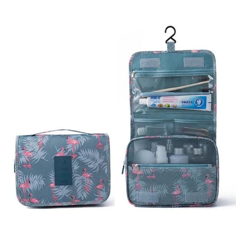 Bleu Ciel Motif Flamant Rose Trousse de Toilette Originale Femme Univers du Voyage