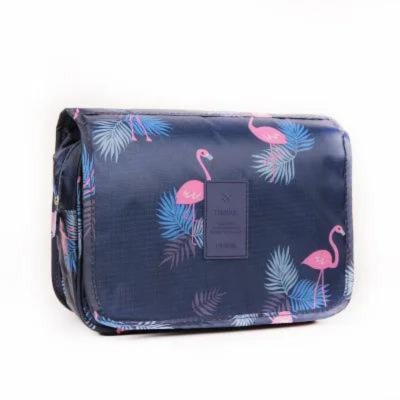 Bleu Marine Motif Flamant Rose Trousse de Toilette Originale Femme Univers du Voyage