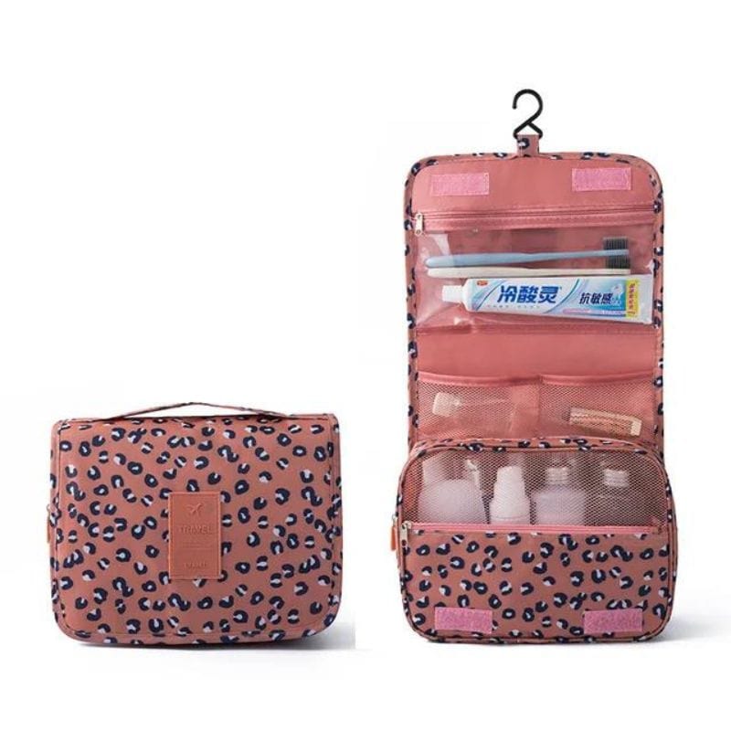 Rose Motif Léopard Trousse de Toilette Originale Femme Univers du Voyage