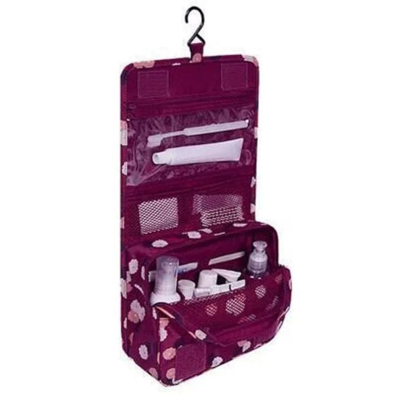 Rouge Vif Motif à Fleurs Trousse de Toilette Originale Femme Univers du Voyage