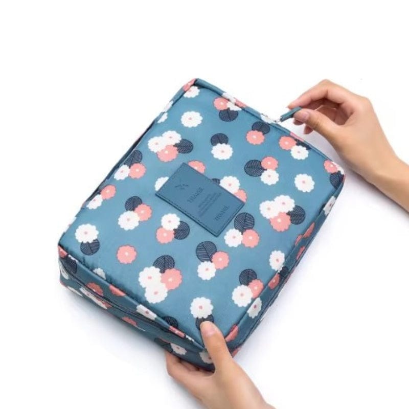Bleu Clair et Fleurs Trousse de Toilette Originale Voyage Univers du Voyage