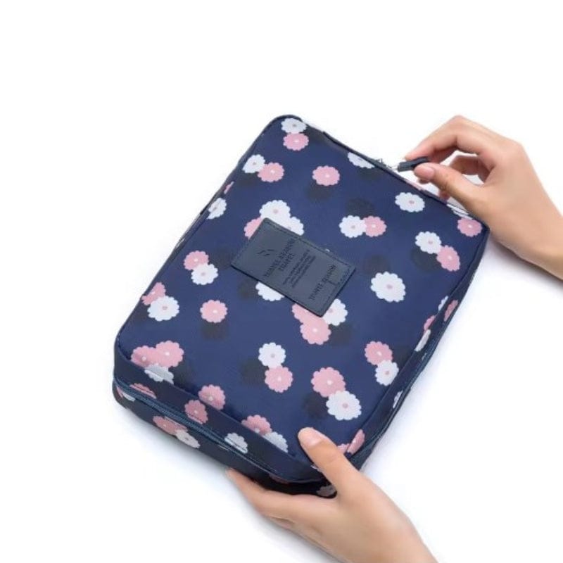 Bleu Marine et Fleurs Trousse de Toilette Originale Voyage Univers du Voyage