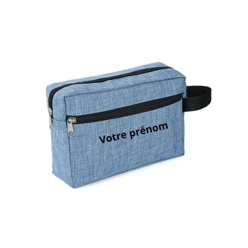Bleu / Avec Gravure Personnalisée Trousse de Toilette Personnalisable Univers du Voyage