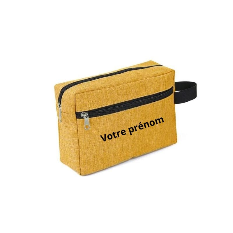 Jaune / Avec Gravure Personnalisée Trousse de Toilette Personnalisable Univers du Voyage