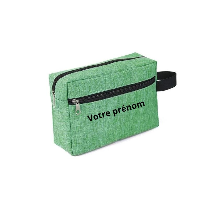 Vert / Avec Gravure Personnalisée Trousse de Toilette Personnalisable Univers du Voyage