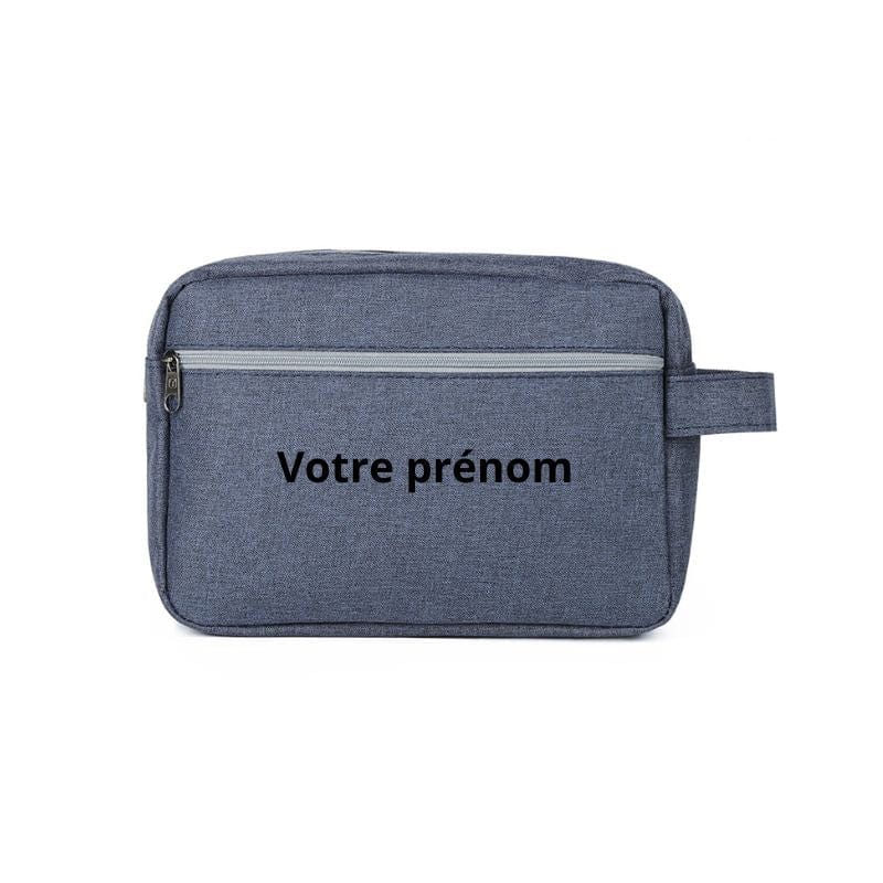 Bleu Trousse de Toilette Personnalisée avec Prénom Univers du Voyage