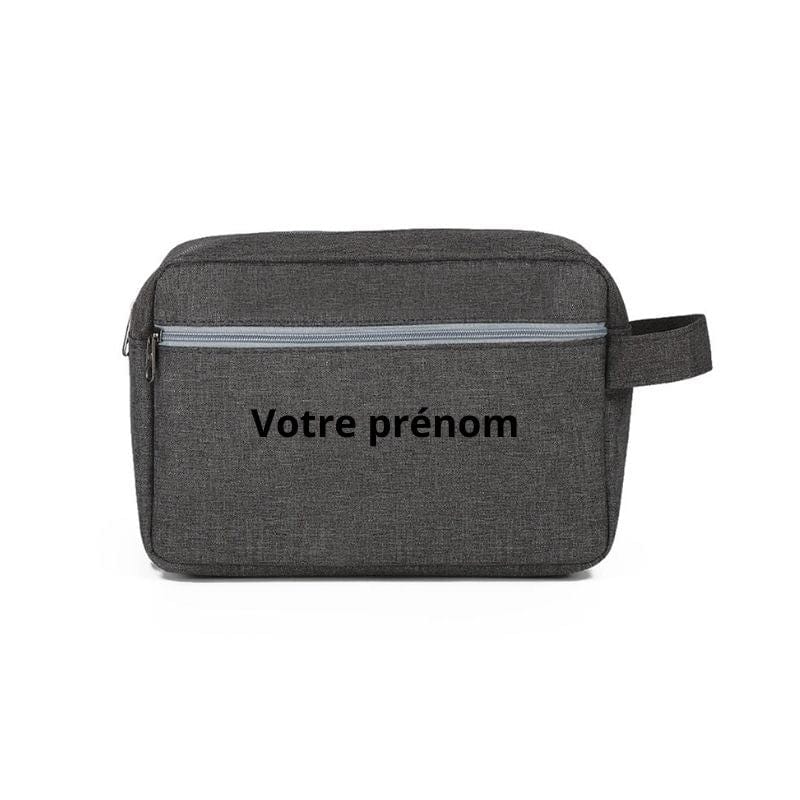 Noir Trousse de Toilette Personnalisée avec Prénom Univers du Voyage