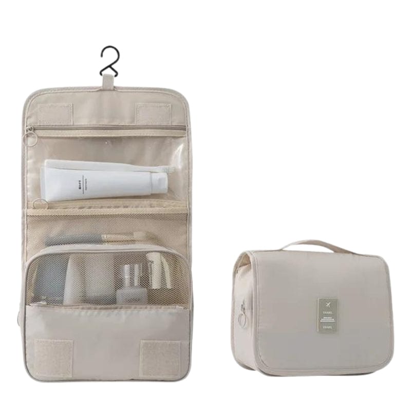 Beige Trousse de Toilette Pliable à Suspendre Univers du Voyage