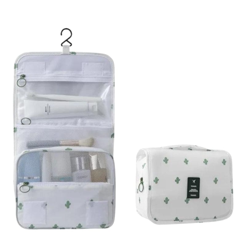Blanc avec Motifs Trousse de Toilette Pliable à Suspendre Univers du Voyage
