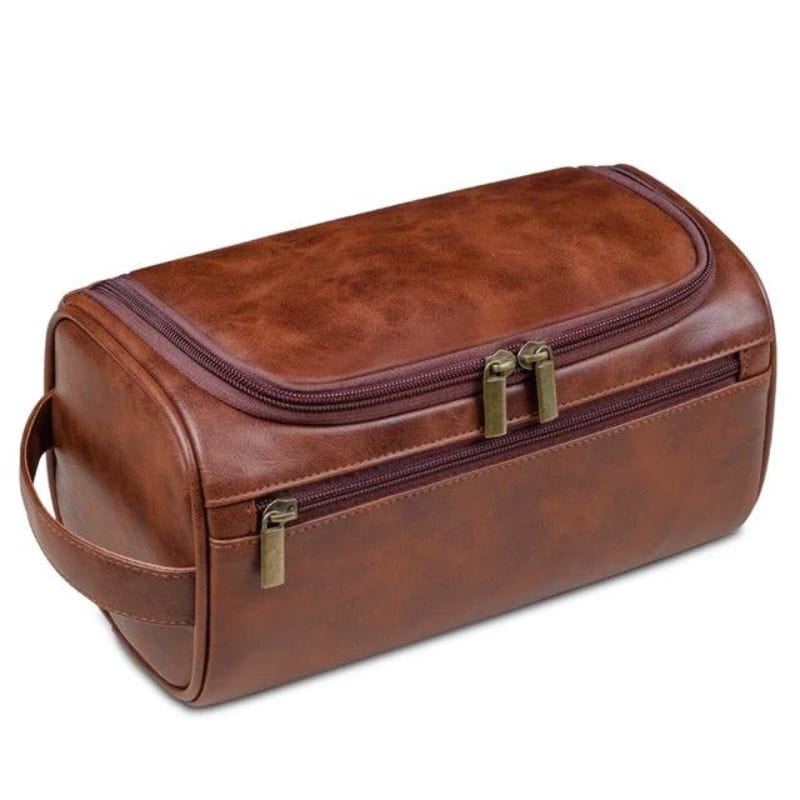 Marron Trousse de Toilette pour Homme en Simili Univers du Voyage